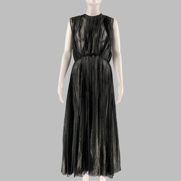 GUCCI Size 6 Black Polyester Pleated A-Line Dress - Picture 1 of 7
